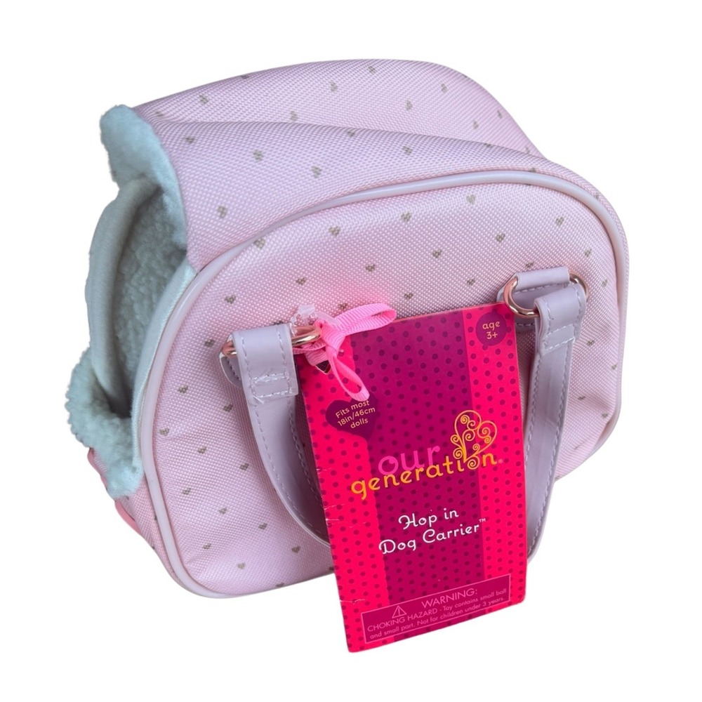 Our Generation Hop In Dog Carrier Fits Most 18 Inchβ Dolls Dual Handles Pink